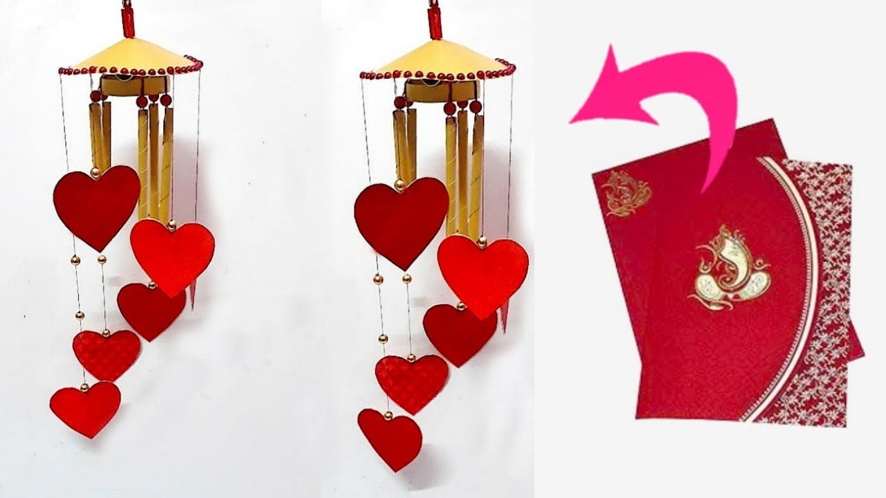 Diy Wind Chime Jhumar Wall Hanging From Waste Wedding Card At Home