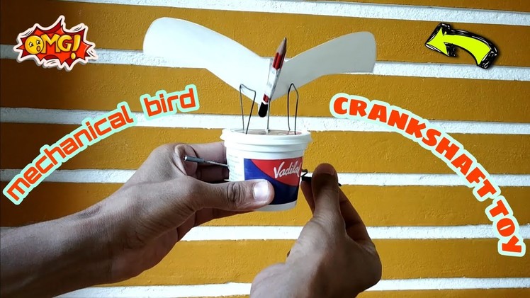 How to make Hand Crank Mechanical Toy  | mechanical bird out of waste