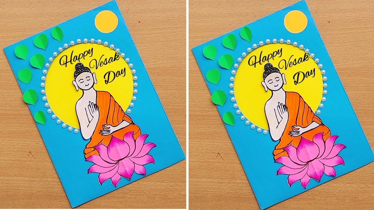 DIY Vesak Greeting Card.Easy Budha Purnima Card making ideas.How to make Vesak card