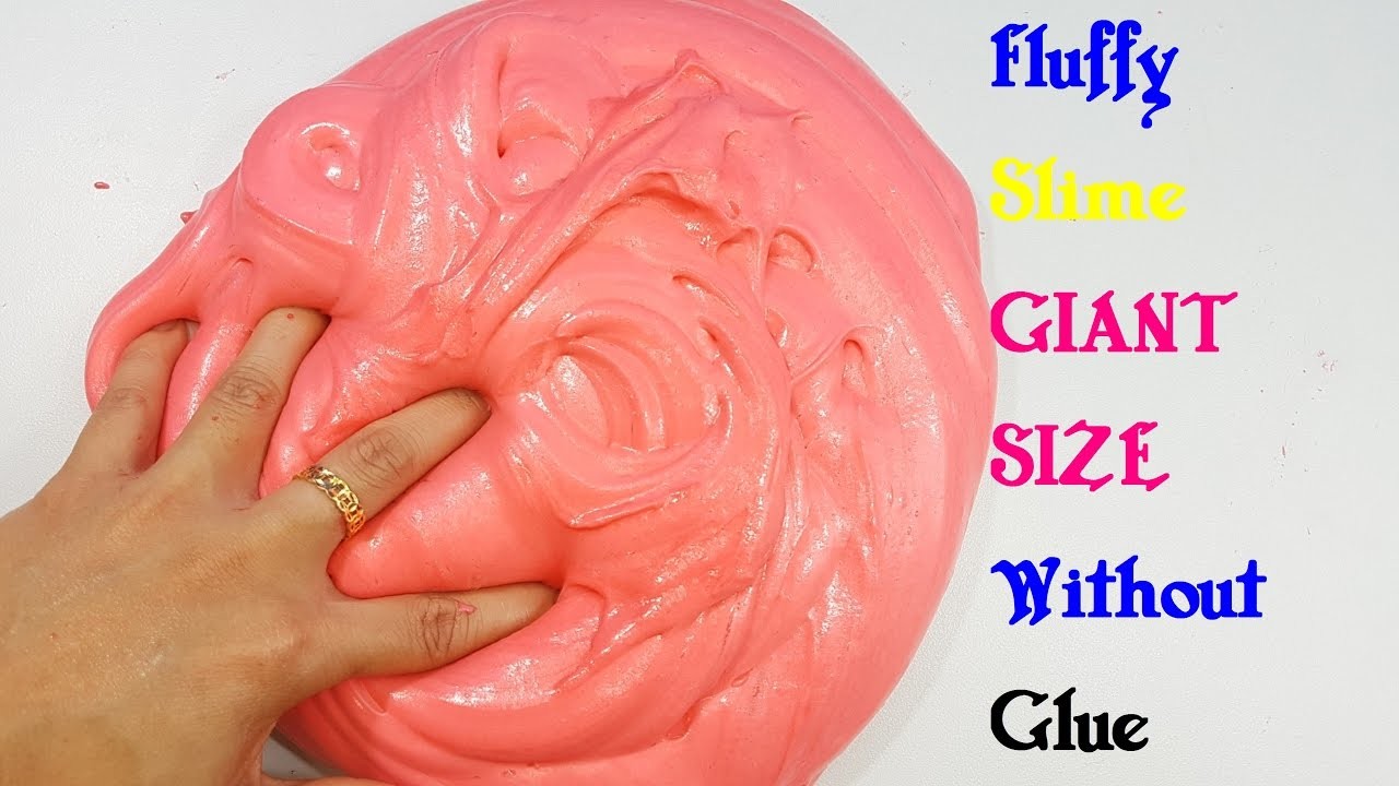 Fluffy Slime Giant Size Without Glue How To Diy Slime Challenge Recipe