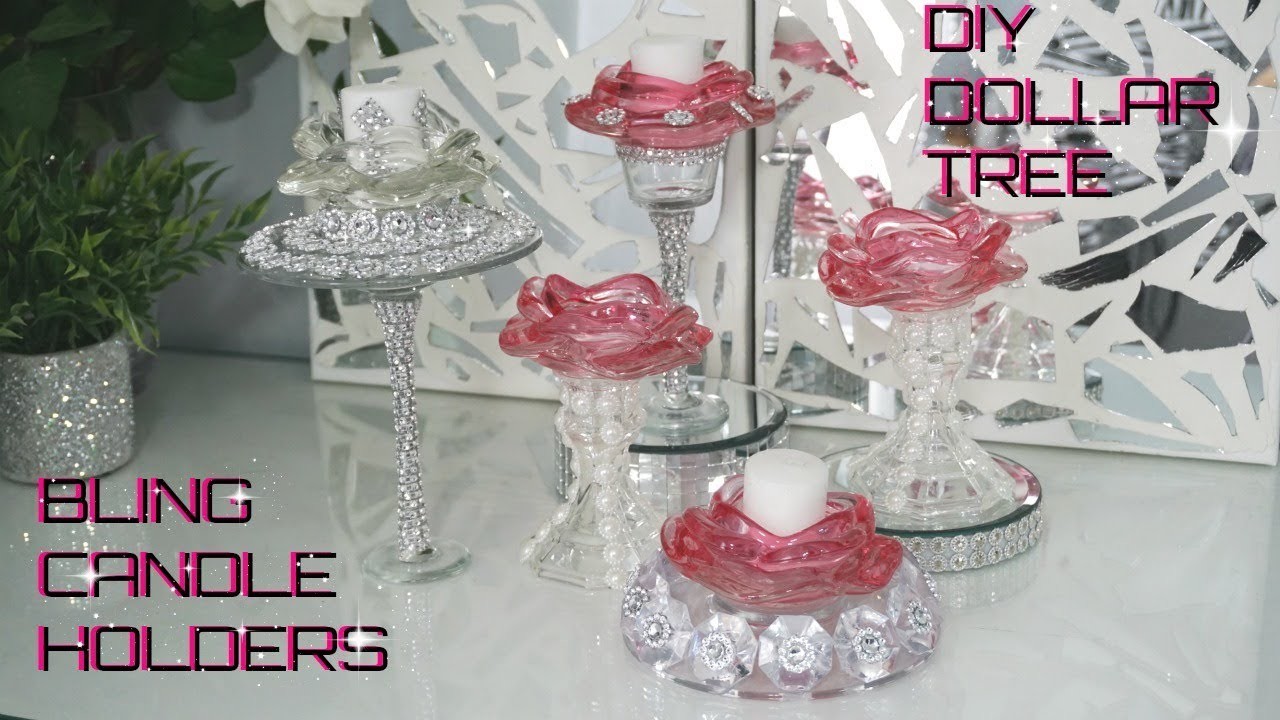 Diy Dollar Tree Bling Glam Candle Holders Diy New Glam Room Home