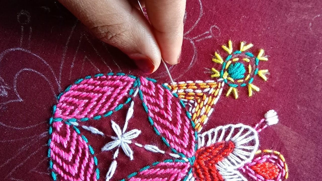 Nokshi katha stitch embroidery tutorial for beginners | Bangladeshi traditional nokshi katha design