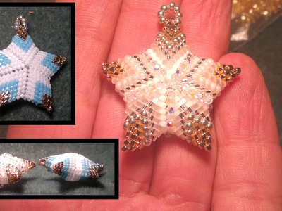 Beading4perfectionists : Beaded 3D Christmas star ornament or pendant beading tutorial