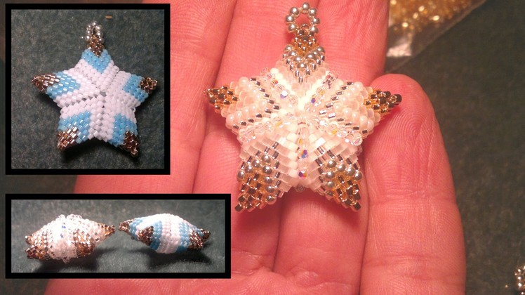 Beading4perfectionists : Beaded 3D Christmas star ornament or pendant beading tutorial