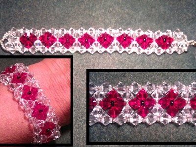 Beading4perfectionists : Duo coloured bracelet made with 2 rows beginners beading tutorial