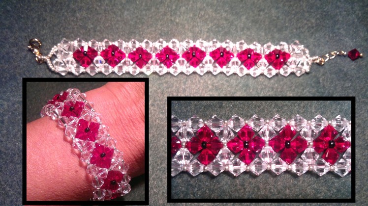 Beading4perfectionists : Duo coloured bracelet made with 2 rows beginners beading tutorial