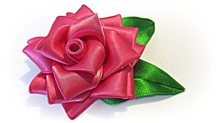 Como hacer una Rosa de cinta. Ribbon rose.