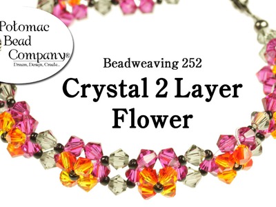 Crystal 2 Layer Flower Bracelet (Reversible) - Beadweaving 252