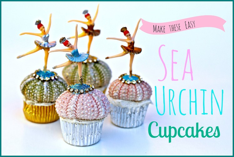 DIY  Cupcake  Craft, ornaments with Sea Urchins, rhinestones and glitter!