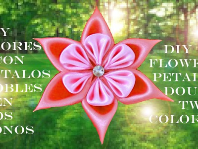 DIY flores con pétalos dobles en dos tonos flower petals double two colors