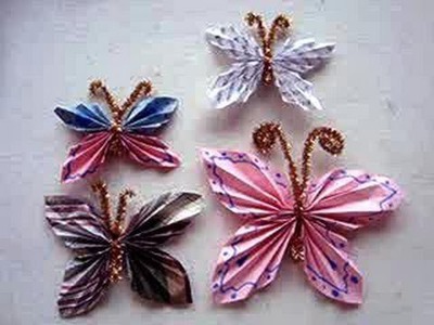 DIY How to fold a Paper Butterfly, Simple Kids Crafts, paper folding, paper crafts, group activity