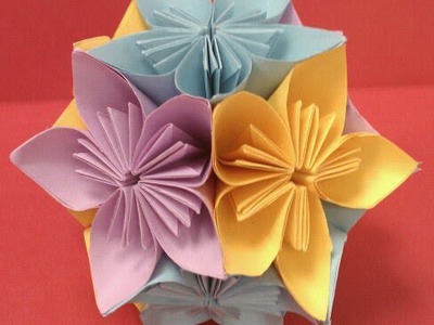 DIY How to fold an origami kusudama flower ball (arts.crafts) - EASY - Easter Crafts