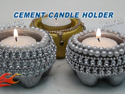 DIY How to make Cement Candle Holder - JK Arts 101