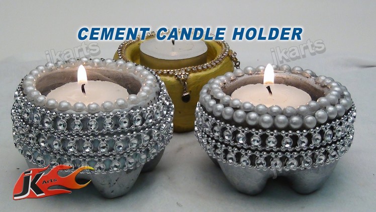 DIY How to make Cement Candle Holder - JK Arts 101