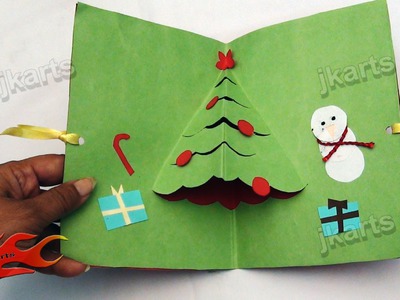 DIY How To Make Easy Christmas Tree pop up Greeting Card (School Project for Kids) - JK Arts 106