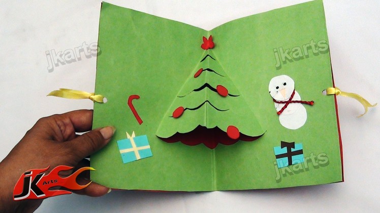 DIY How To Make Easy Christmas Tree pop up Greeting Card (School Project for Kids) - JK Arts 106