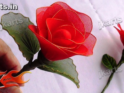 DIY How to make Rose Stocking Flower - JK Arts 091