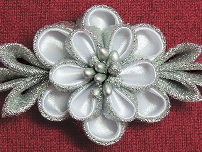 DIY kanzashi flower hairclip,Winter inspired kanzashi,Wedding accessoire