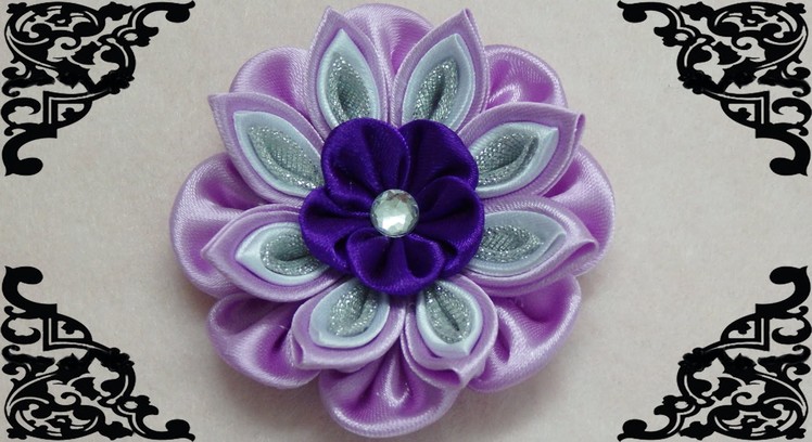 DIY kanzashi flower, how to make ribbon flower,kanzashi tutorial