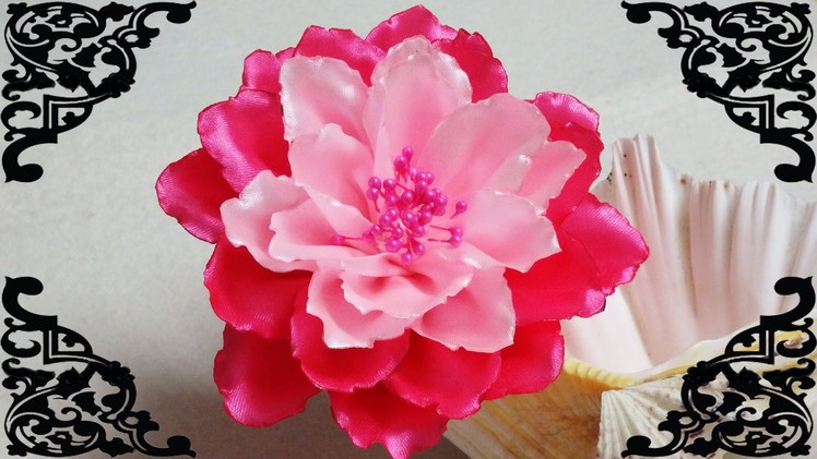 DIY Kanzashi flower,kanzashi tutorial,how to make ribbon flower