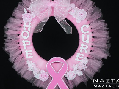 DIY - Learn How to Make Breast Cancer Awareness Ribbon Tulle Wreath Tutorial