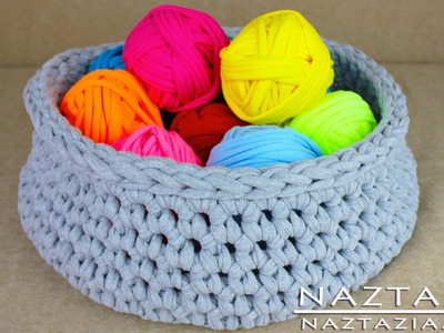 DIY Learn How to Make T-Shirt Yarn & Crochet a Basket (TShirt, T Shirt, Tarn, Trapillo, Zpagetti)