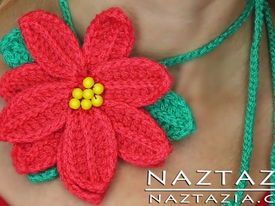 DIY Learn to Crochet Poinsettia Flower Tutorial (Pointsetta, Pointsettia, Pointseta, Poinseta)