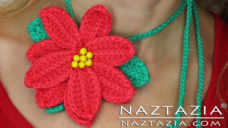 DIY Learn to Crochet Poinsettia Flower Tutorial (Pointsetta, Pointsettia, Pointseta, Poinseta)