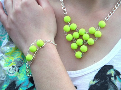 DIY Light Up the Night Neon Yellow Necklace and Bracelet Set | eclecticdesigns