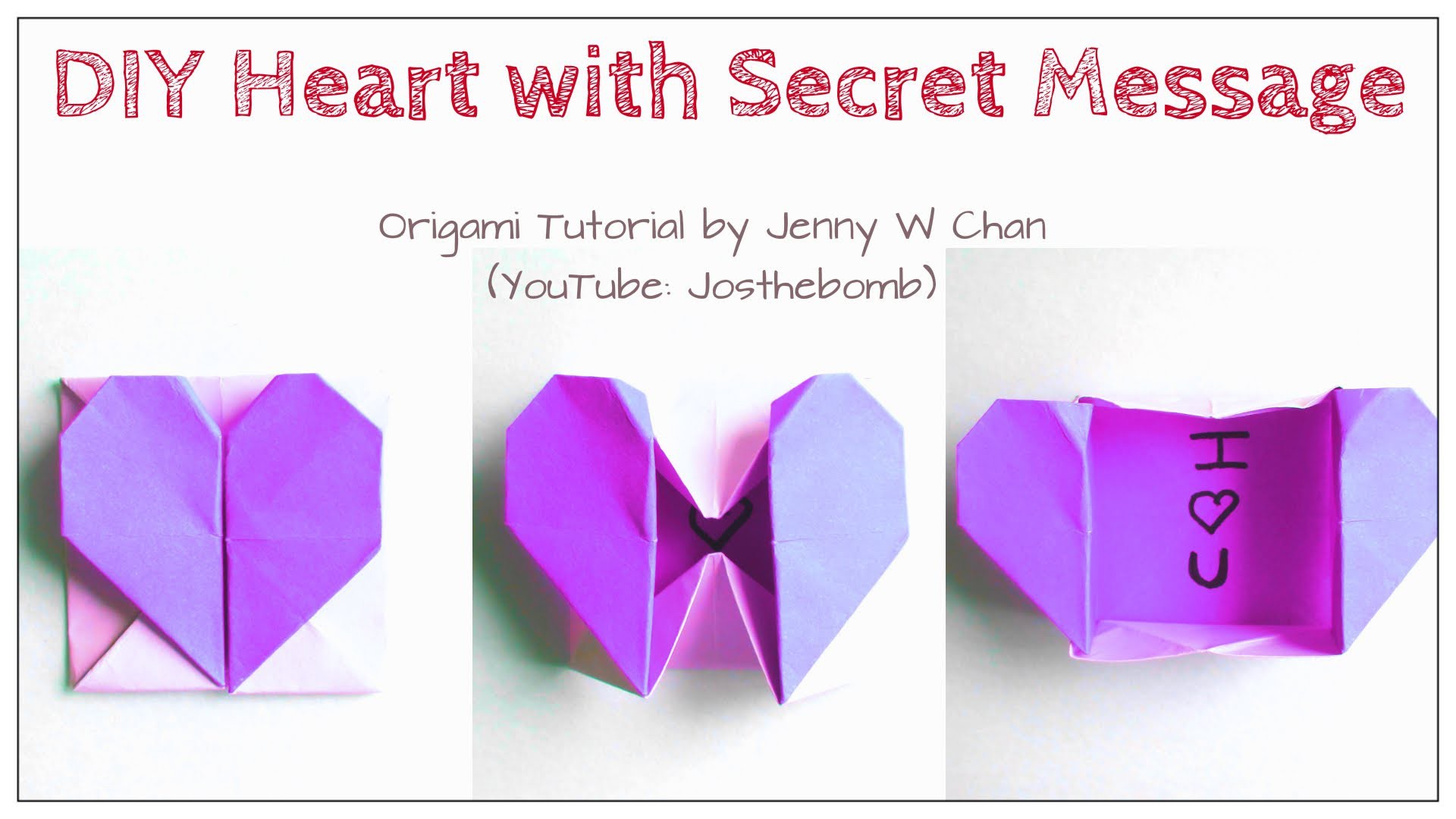 DIY Origami Heart Box. Envelope, Secret Message - Valentine's Day Crafts- Pop-Up Heart - Kids,Easy