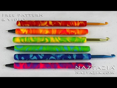 DIY Polymer Clay Crochet Hook & Pen Tutorial (Cover Covered Clay Hooks Pens Grip Grips)