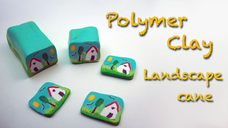 Diy Polymer clay. Fimo tutorial. How to make a country landscape cane
