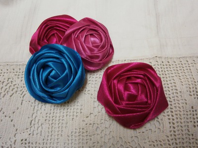 DIY ribbon rose tutorial,How to,fabric flowers,easy