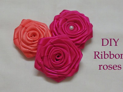 Diy ribbon roses, ribbon rosettes tutorial, how to make,flores de cinta