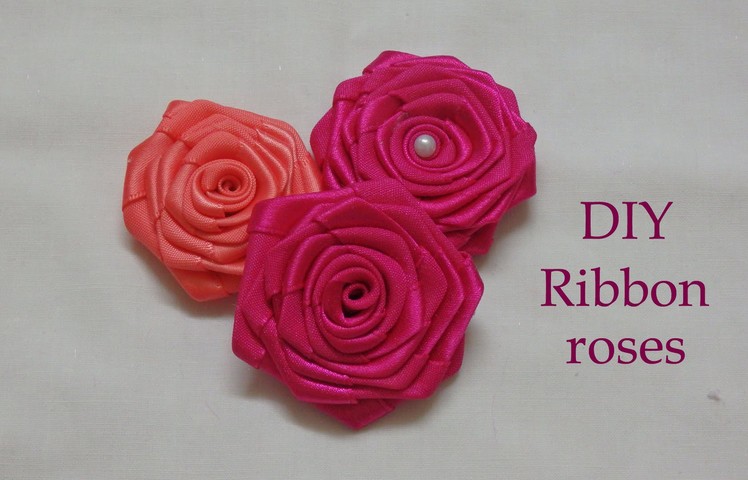 Diy ribbon roses, ribbon rosettes tutorial, how to make,flores de cinta