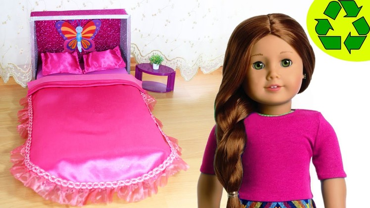Doll Crafts: How to make an American Girl Doll Bed and Bedding - Easy - No Sew