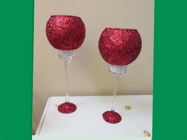 Glitter & Pearl Candleholders   Dollar Store Makeover How To