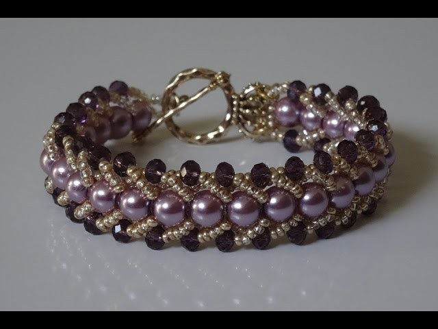 How to make a beautiful and easy pearl bracelet- flat spiral stitch