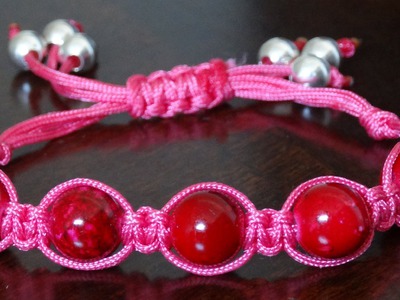 How to make adjustable square knot bracelet with beads