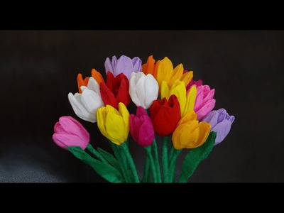 How to make beautiful paper tulip flowers. DIY Valentine's day craft