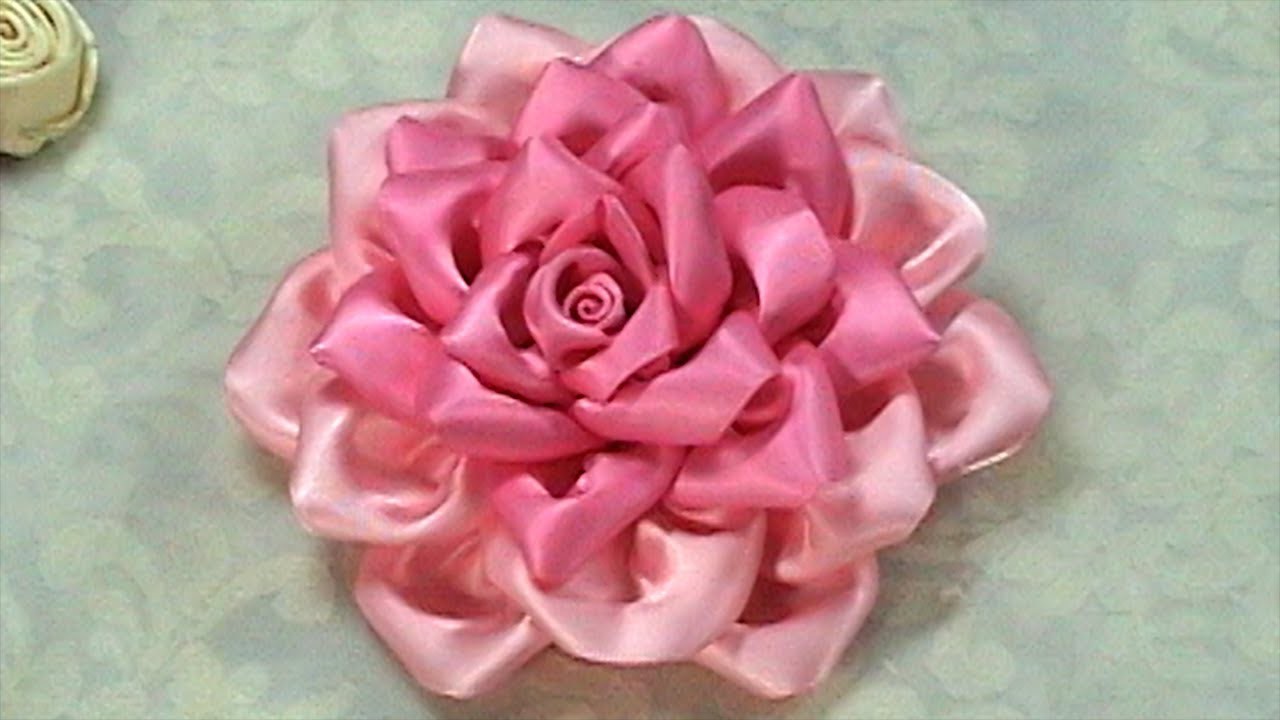 How to Make Kanzashi Flower, Ribbon Rose,Tutorial, DIY