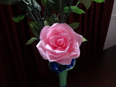 How to make tissue paper rose flower with wrapping method. Valentine's day craft