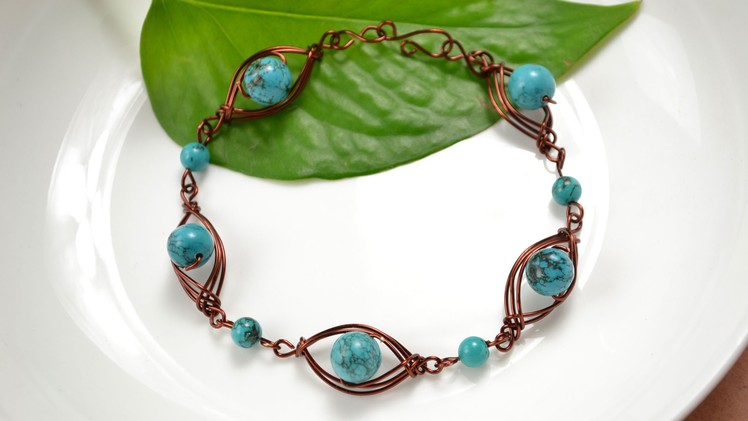 How to Make Wire Wrapped Bracelets with Turquoise Stones