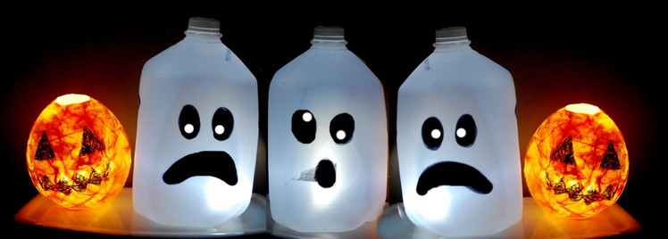 ♥ KIDS HALLOWEEN CRAFT : CUTE Ghost Milk Jug . Easy Halloween decorations ♥