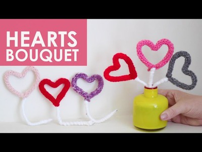 Knitted HEARTS BOUQUET - Valentine's Day Gift DIY