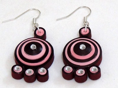 Latest Quilling Paper Earring making | Light rose with maroon color