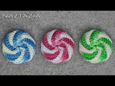 Learn How to Crochet - Spiral Scrubbie Tutorial (Dishcloth Washcloth Tribble Tawashi Scrubby)