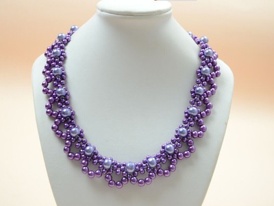 PandaHall Jewelry Making Tutorial Video--How to Bead a Purple Pearl Lace Necklace for Brides