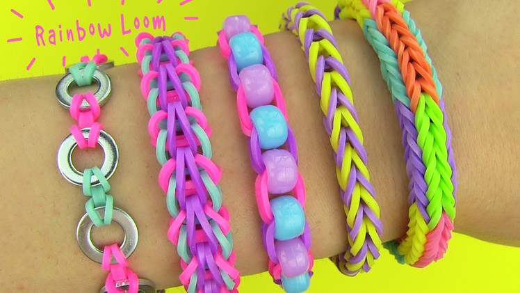 Rainbow Loom! DIY 5 Easy Rainbow Loom Bracelets without a Loom (DIY Loom Bands)