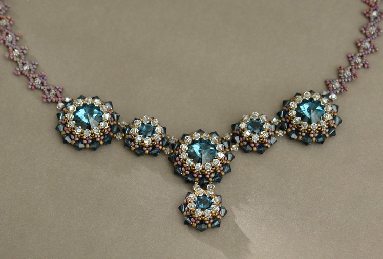 Sidonia's handmade jewelry - Blue Roses Necklace - Swarovski Necklace P1